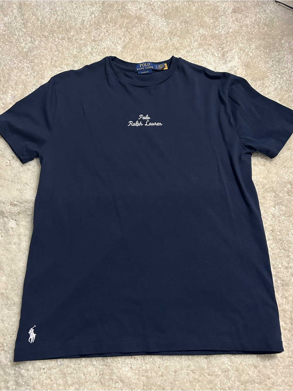 Ralph Lauren Navy Short Sleeve Crewneck Tee with White Script